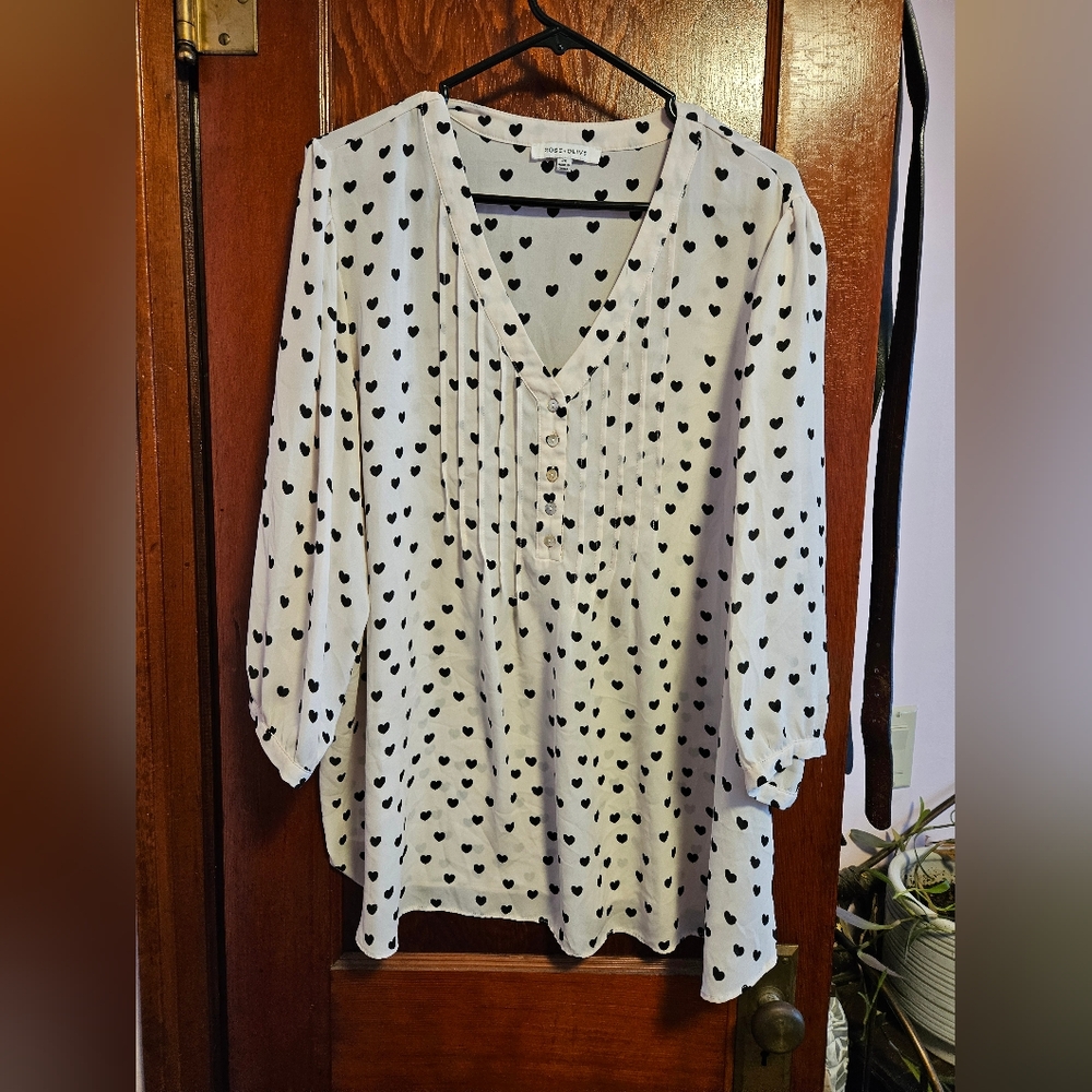 Heart Print Pleated Bust